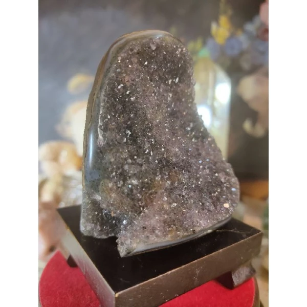✡️烏拉圭水晶原礦 異象晶鎮 內凹帶黃晶漸層色 二次結晶 藍色瑪瑙線 紫晶鎮 消磁净化水晶原石擺件 343g#343-細節圖6