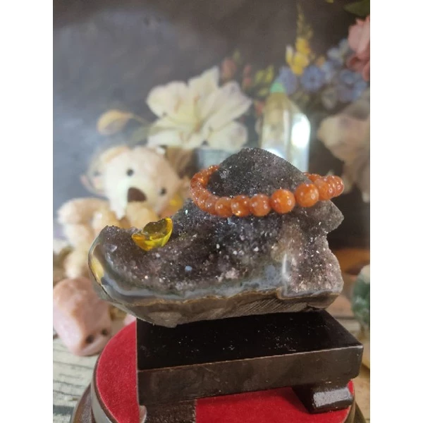 ✡️烏拉圭水晶原礦 異象晶鎮 內凹帶黃晶漸層色 二次結晶 藍色瑪瑙線 紫晶鎮 消磁净化水晶原石擺件 343g#343-細節圖9