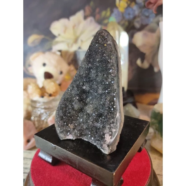 ✡️烏拉圭🇺🇾水晶原礦 異象晶鎮 內凹 帶球花、黃晶、方解石 小顆紫晶鎮 消磁 净化 水晶原石擺件 188g#349-細節圖2