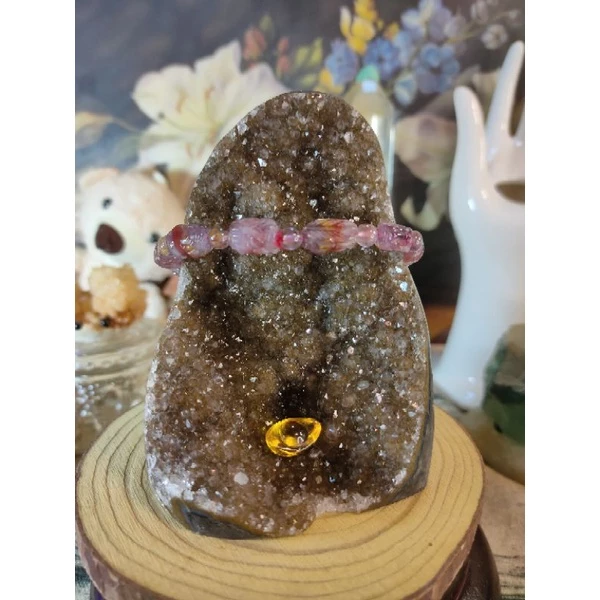 ✡️天然 烏拉圭異象晶鎮 內凹 奶茶黃色帶二次結晶方解石 彩晶鎮 消磁 净化 水晶原石 晶簇擺件 428g#336-細節圖8