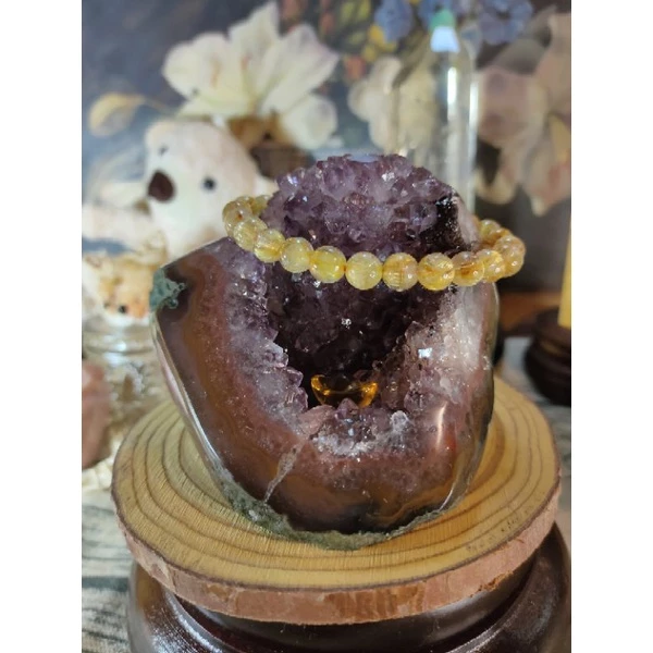 ✡️福利價 烏拉圭水晶原礦 異象晶鎮 內凹帶黑碧共生礦 紅黃瑪瑙線 紫晶 消磁 净化 晶簇擺件 476g#305-細節圖9