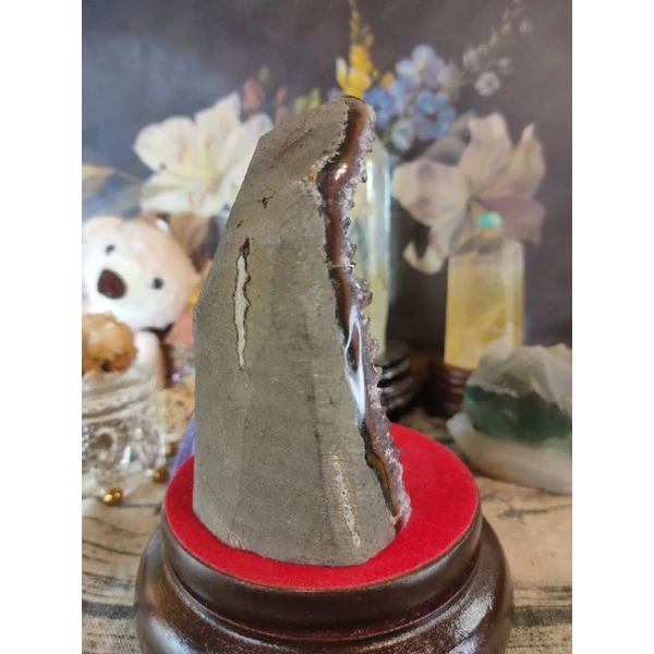 ✡️天然烏拉圭異象 紫晶鎮 深咖啡色 帶二次結晶 紫水晶 彩晶鎮 防幅攝電磁波 消磁 净化 742g#331-細節圖5