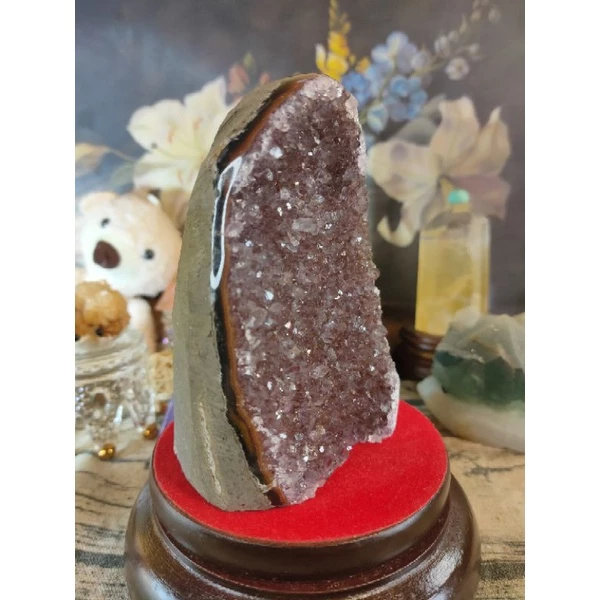 ✡️天然烏拉圭異象 紫晶鎮 深咖啡色 帶二次結晶 紫水晶 彩晶鎮 防幅攝電磁波 消磁 净化 742g#331-細節圖6