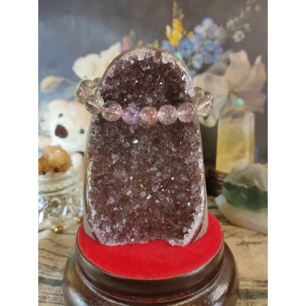✡️天然烏拉圭異象 紫晶鎮 深咖啡色 帶二次結晶 紫水晶 彩晶鎮 防幅攝電磁波 消磁 净化 742g#331-細節圖7