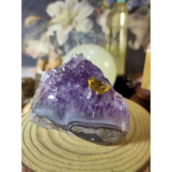 ✡️天然紫水晶 紫晶陣 小顆拇指晶鎮 防幅攝 消磁 净化 水晶原石 天然紫水晶 晶簇擺件 206g-細節圖8