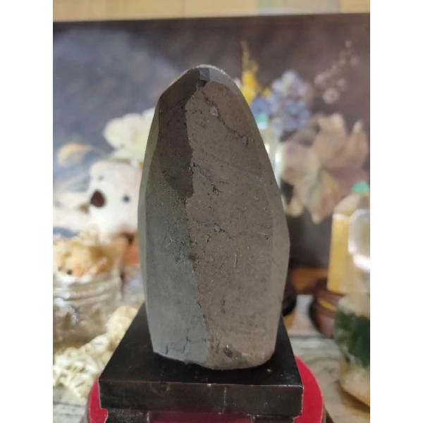 ✡️烏拉圭水晶原礦 異象晶鎮 紫、黑色漸層底 滿滿米粒方解石帶球花 彩晶 消磁净化 紫水晶原石 擺件 389g#307-細節圖4