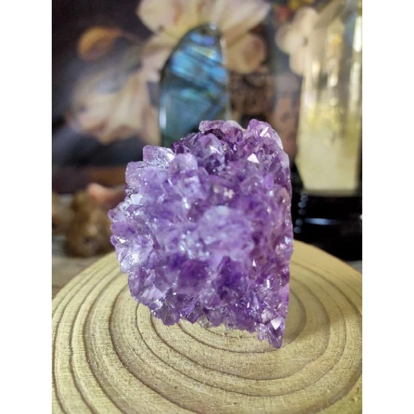✡️烏拉圭🇺🇾 紫水晶原礦 小顆 拇指晶鎮 爆花晶體透亮 紫晶陣 消磁 净化 水晶原石 晶簇擺件 187g#221-細節圖2