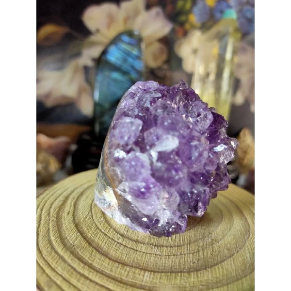 ✡️烏拉圭🇺🇾 紫水晶原礦 小顆 拇指晶鎮 爆花晶體透亮 紫晶陣 消磁 净化 水晶原石 晶簇擺件 187g#221-細節圖7