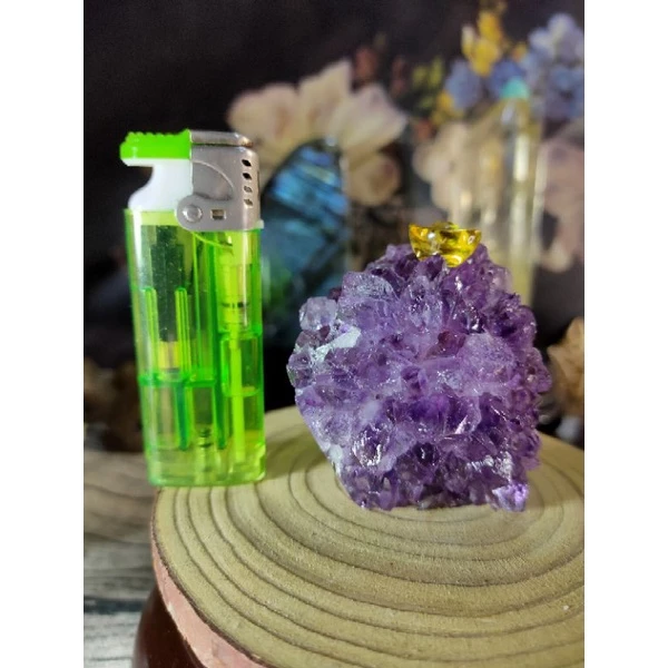 ✡️烏拉圭🇺🇾 紫水晶原礦 小顆 拇指晶鎮 爆花晶體透亮 紫晶陣 消磁 净化 水晶原石 晶簇擺件 187g#221-細節圖9