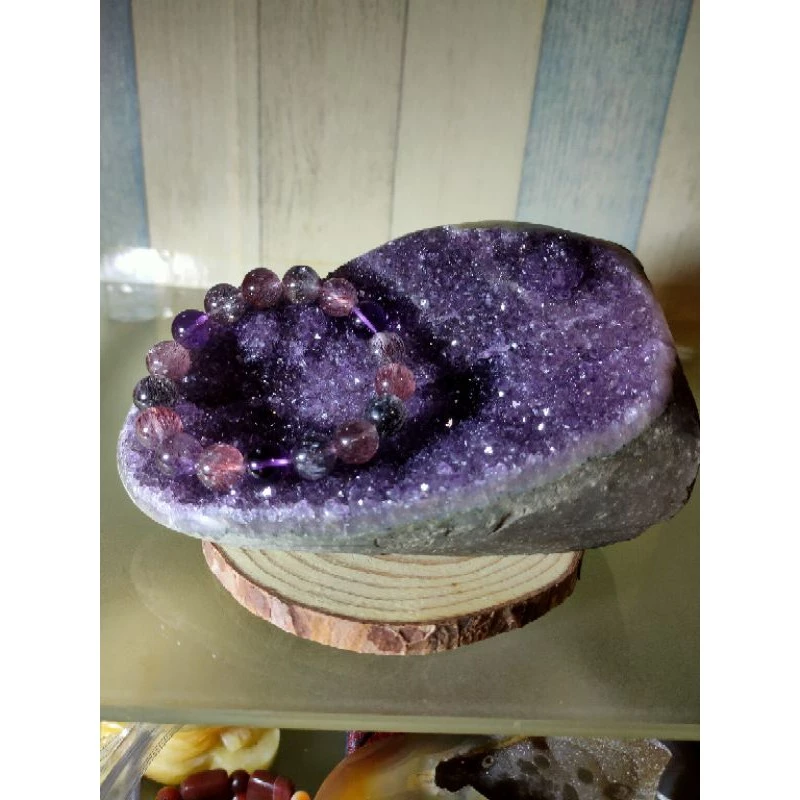 ✡️紫水晶 超美細沙水晶 紫晶異象晶鎮  內凹 紫水晶 防幅攝 消磁 净化 水晶原石擺件1161g#284-細節圖6