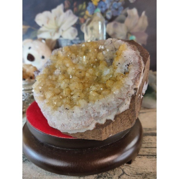 ✡️福利價 烏拉圭異像內凹晶鎮 黃色帶黑碧  防幅攝電磁波 消磁 净化 紫水晶原石 晶簇擺件1428g#324-細節圖2