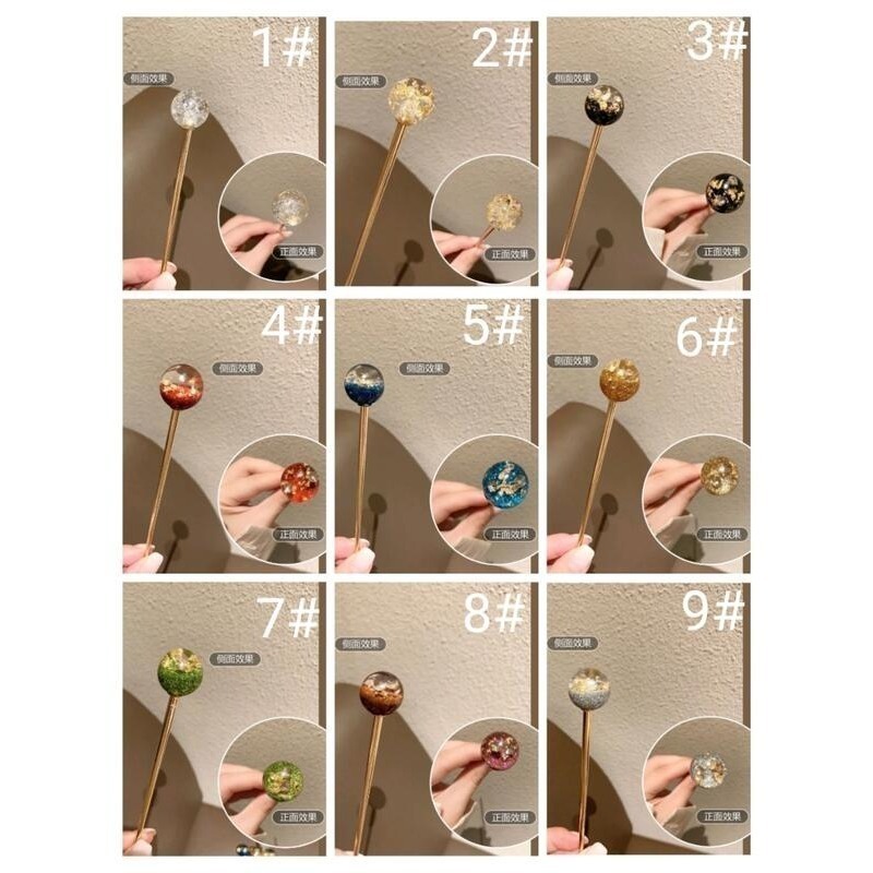 ✨台灣現貨🌿🌈璨星空髮簪 日系簪子女可愛少女盤發金箔發插髮釵優雅頭飾品 復古風髮飾 中國風髮飾-細節圖8