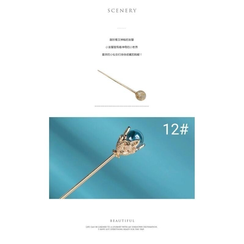 ✨台灣現貨🌿🌈璨星空髮簪 日系簪子女可愛少女盤發金箔發插髮釵優雅頭飾品 復古風髮飾 中國風髮飾-細節圖11