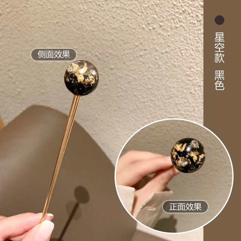 ✨台灣現貨🌿🌈璨星空髮簪 日系簪子女可愛少女盤發金箔發插髮釵優雅頭飾品 復古風髮飾 中國風髮飾-規格圖11