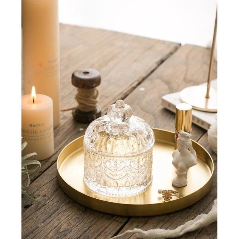 👑台灣現貨✨復古皇冠 ins風浮雕玻璃首飾盒 水晶淨化盒 拍照道具 拍照背景 居家裝飾擺件 玻璃瓶 婚禮布置 糖果罐-細節圖8