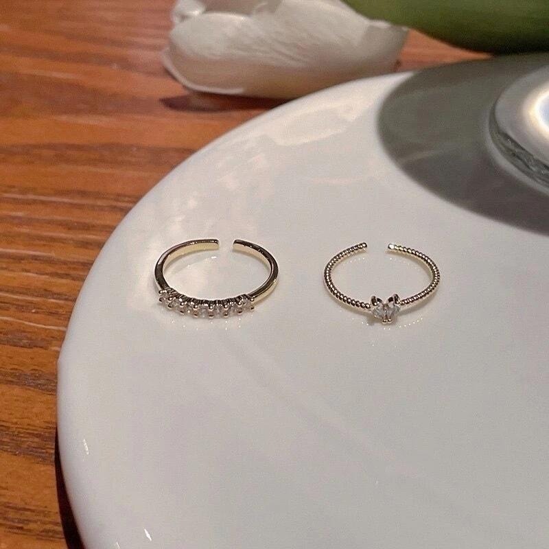 💍台灣現貨🌿細戒指 輕奢小眾精緻愛心食指戒 韓國ins氣質甜美微鑲水鑽可調整指環 食指開口戒【O51】-細節圖7