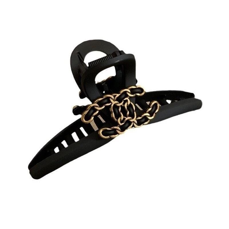 ✨台灣現貨🌿法式複古字母抓夾 簡約氣質雙C大號盤髮夾 鯊魚夾 小眾氣質設計感髮飾【M30】-細節圖4