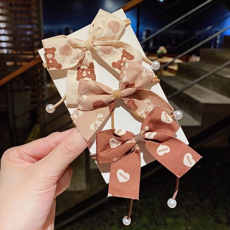 ✨台灣現貨🌿奶茶色髮繩 蝴蝶結珍珠髮圈 網紅ins韓版新款髮圈 彈力髮繩 綁馬尾 扎丸子頭髮飾【ND7】-規格圖11