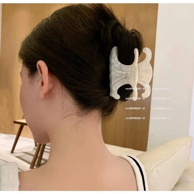 ✨台灣現貨🌿凱旋門髮飾 韓國髮夾 亞克力 鯊魚夾 後腦勺髮抓 小眾設計盤髮夾 氣質時尚百搭頭飾【M3】-細節圖4