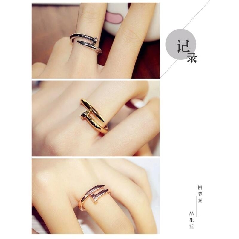 💍台灣現貨🌿日韓潮人釘子戒指 復古簡約氣質飾品 男女生個性鈦鋼開口戒指 玫瑰金螺絲釘子對戒尾戒食指關節戒【O62】-細節圖10