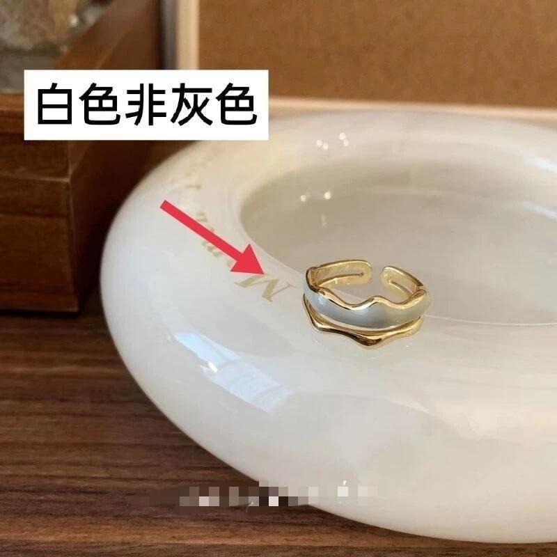 💍台灣現貨🌿新款法式復古兩件套組 琺琅棋盤格戒指 小眾設計感開口ins潮指環【O61】-細節圖6