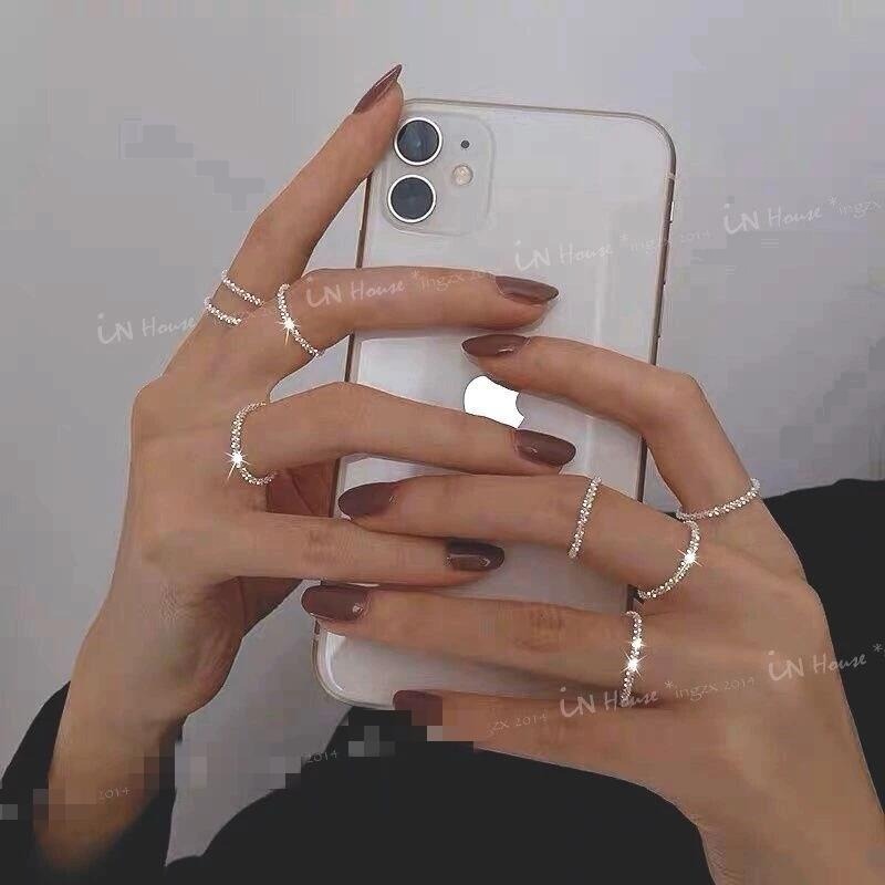 💍台灣現貨🌿波光粼粼戒指 極簡設計感素圈戒指 925銀輕奢精致指環 食指戒 ins潮人戒指 滿天星戒指【O58】-細節圖7