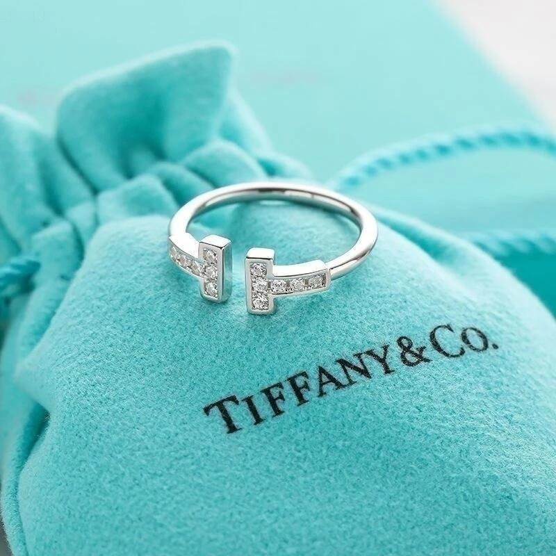 💍台灣現貨🌿經典簡約雙排T戒指 高級感微鑲鑽輕奢冷淡風小眾設計個性ins潮鋯石可調節戒指食指戒【O54】-細節圖2