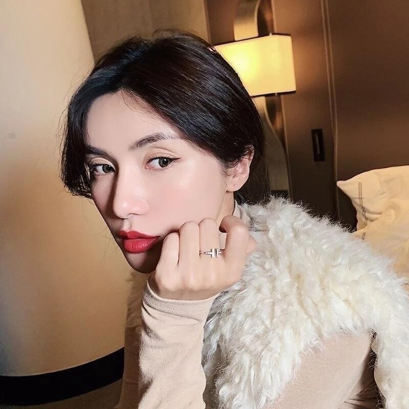 💍台灣現貨🌿經典簡約雙排T戒指 高級感微鑲鑽輕奢冷淡風小眾設計個性ins潮鋯石可調節戒指食指戒【O54】-細節圖6