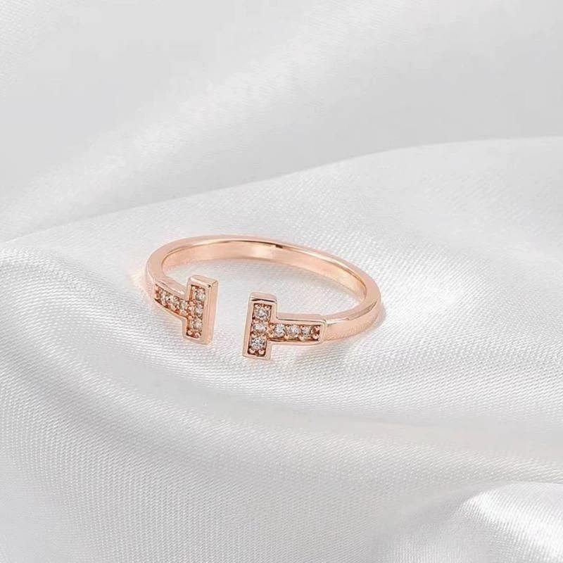 💍台灣現貨🌿經典簡約雙排T戒指 高級感微鑲鑽輕奢冷淡風小眾設計個性ins潮鋯石可調節戒指食指戒【O54】-規格圖10