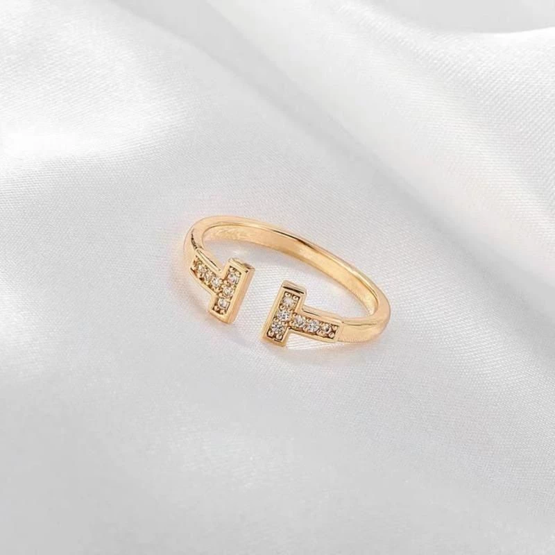 💍台灣現貨🌿經典簡約雙排T戒指 高級感微鑲鑽輕奢冷淡風小眾設計個性ins潮鋯石可調節戒指食指戒【O54】-規格圖10