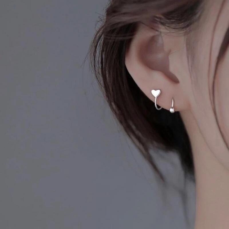 💖台灣現貨🌿五角星愛心圓珠波浪轉珠鎖珠耳環 旋轉耳繞螺旋鎖珠耳環【G133】-細節圖3