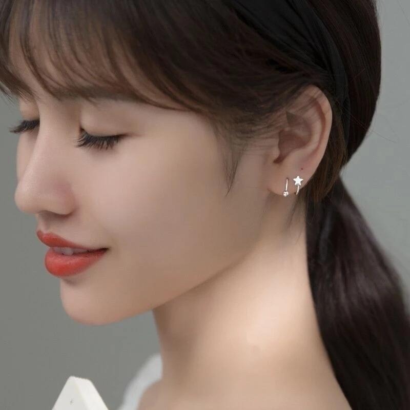 💖台灣現貨🌿五角星愛心圓珠波浪轉珠鎖珠耳環 旋轉耳繞螺旋鎖珠耳環【G133】-細節圖8