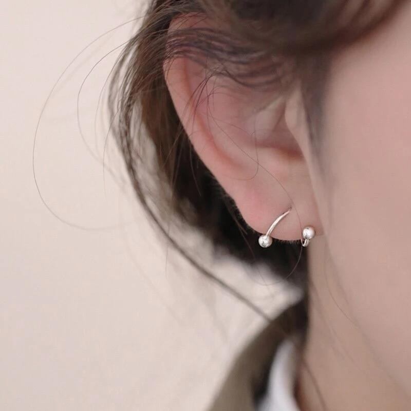 💖台灣現貨🌿五角星愛心圓珠波浪轉珠鎖珠耳環 旋轉耳繞螺旋鎖珠耳環【G133】-細節圖9