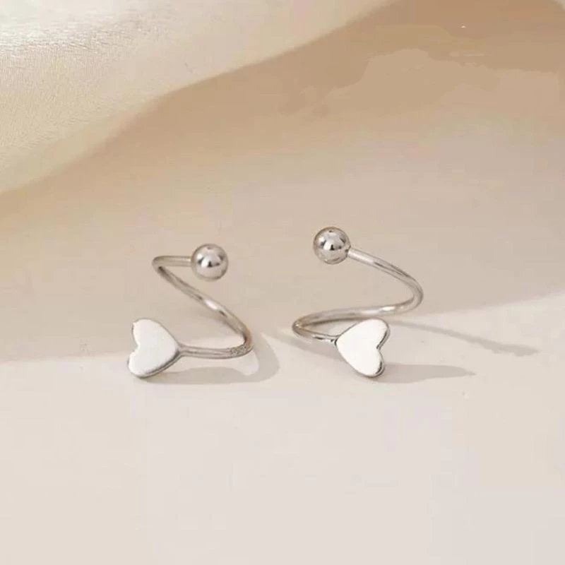 💖台灣現貨🌿五角星愛心圓珠波浪轉珠鎖珠耳環 旋轉耳繞螺旋鎖珠耳環【G133】-細節圖10