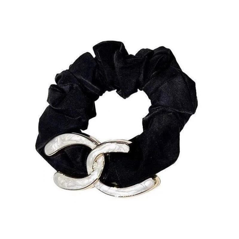 ✨台灣現貨🌿新款韓系人魚色字母髮圈 高級感金屬簡約氣質高彈性耐用頭繩扎頭髮頭飾【ND108】-細節圖5