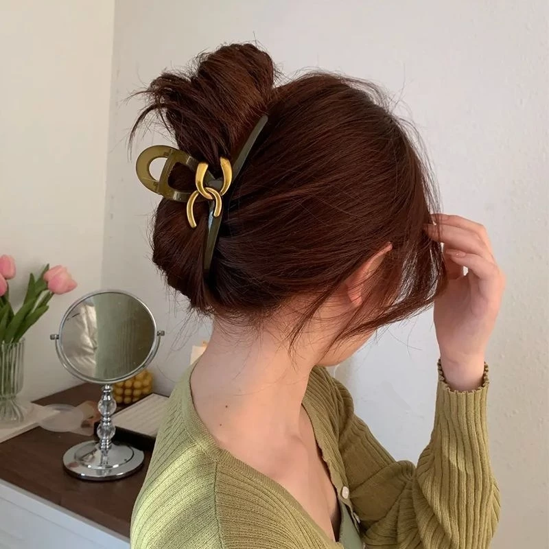 ✨台灣現貨🌿復古小香風 亞克力 超大抓夾 髮量多 鯊魚夾 馬尾夾 盤髮夾【M31】-規格圖10