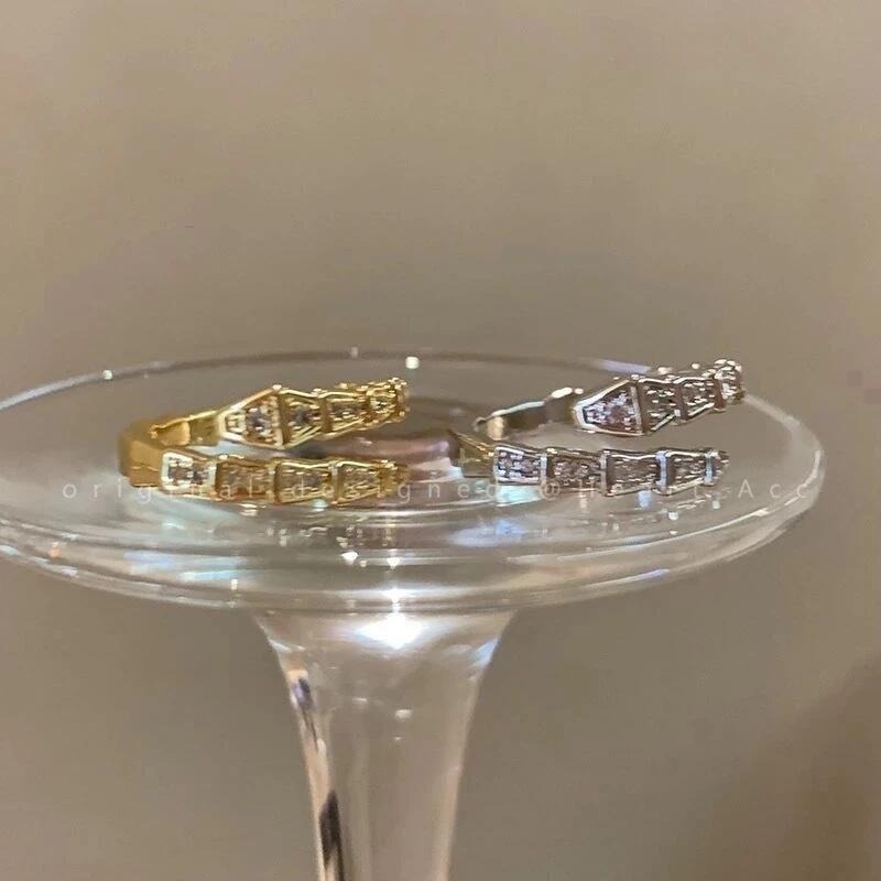 💍台灣現貨🌿滿鑽開口蛇形戒指女ins潮時尚個性小眾設計感輕奢冷淡風蛇骨指環【O67】-細節圖6