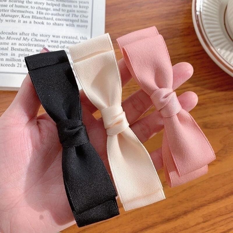 ✨台灣現貨🌿日韓純色雙層蝴蝶結彈簧夾 簡約風甜美氣質髮夾 頂夾 半扎頭髮公主頭髮飾【N68】-細節圖6