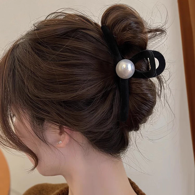 ✨台灣現貨🌿黑色植絨字母笑臉抓夾 盤髮夾鯊魚夾 馬尾盤髮夾【M20】-規格圖11