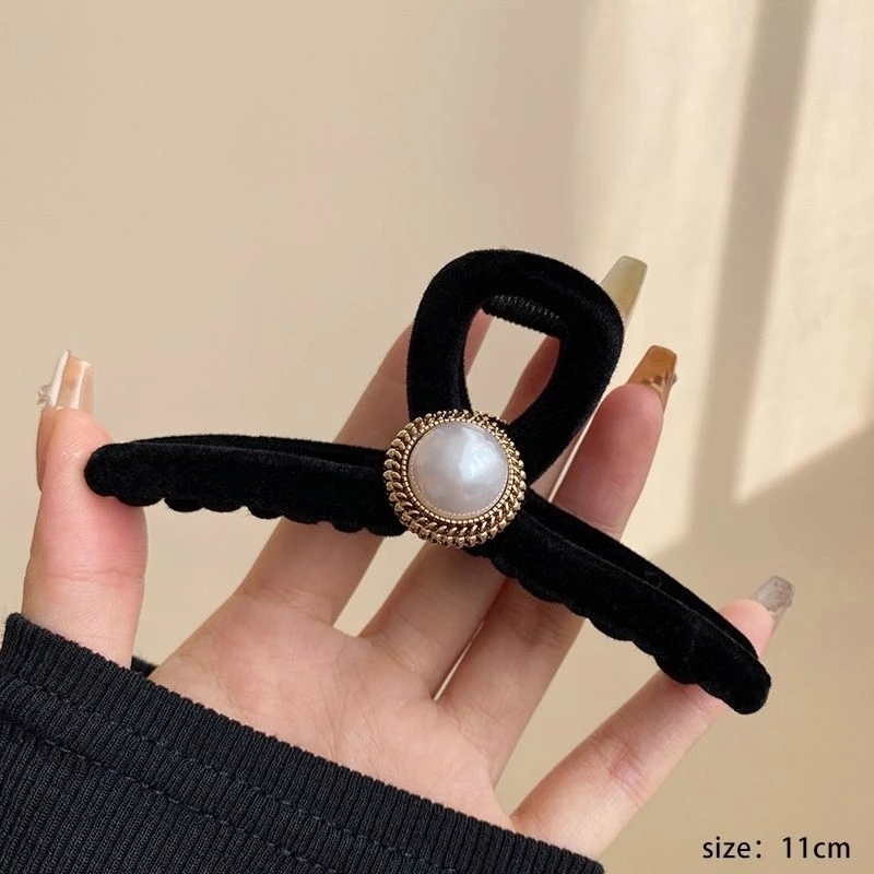 ✨台灣現貨🌿黑色植絨字母笑臉抓夾 盤髮夾鯊魚夾 馬尾盤髮夾【M20】-規格圖11