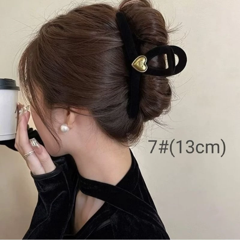 ✨台灣現貨🌿黑色植絨字母笑臉抓夾 盤髮夾鯊魚夾 馬尾盤髮夾【M20】-規格圖11