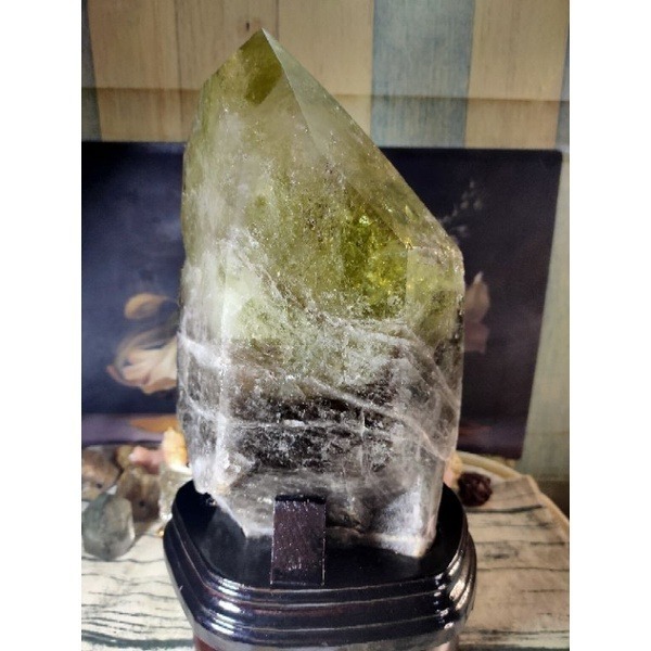 ✡️台灣現貨💰天然黃水晶茶晶共生晶柱 大晶柱 帶彩虹光 尖頭完整 招財擺件 5500g-細節圖2