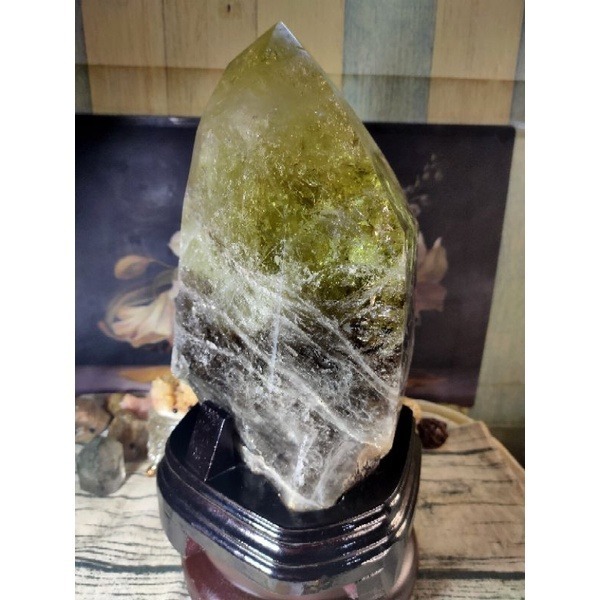 ✡️台灣現貨💰天然黃水晶茶晶共生晶柱 大晶柱 帶彩虹光 尖頭完整 招財擺件 5500g-細節圖3