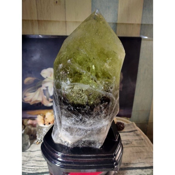 ✡️台灣現貨💰天然黃水晶茶晶共生晶柱 大晶柱 帶彩虹光 尖頭完整 招財擺件 5500g-細節圖4