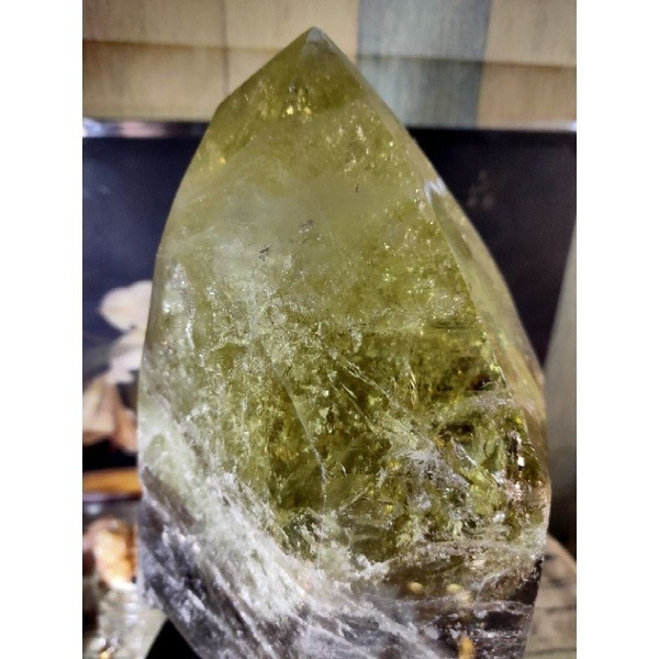 ✡️台灣現貨💰天然黃水晶茶晶共生晶柱 大晶柱 帶彩虹光 尖頭完整 招財擺件 5500g-細節圖6