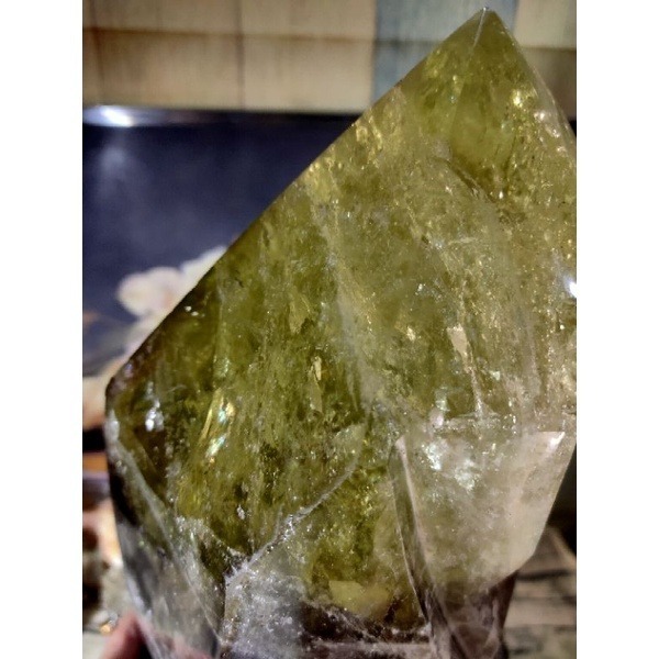 ✡️台灣現貨💰天然黃水晶茶晶共生晶柱 大晶柱 帶彩虹光 尖頭完整 招財擺件 5500g-細節圖7