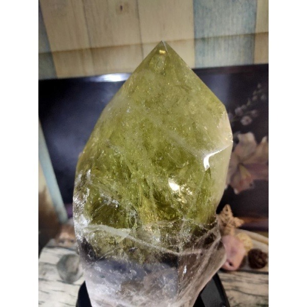 ✡️台灣現貨💰天然黃水晶茶晶共生晶柱 大晶柱 帶彩虹光 尖頭完整 招財擺件 5500g-細節圖9