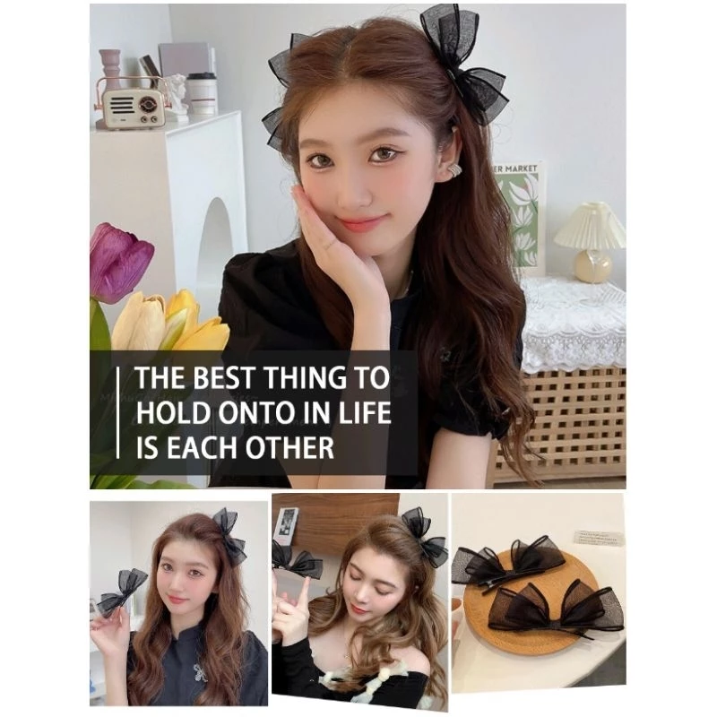 ✨台灣現貨🌿jisoo金智秀同款蝴蝶結髮夾 邊夾 半片式髮夾 鴨嘴夾 韓國ins少女頭飾 時尚潮流百搭蝴蝶結髮夾N42-細節圖9