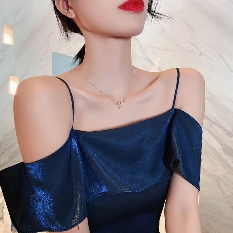 👗台灣現貨🌿 怦然心動 心跳項鏈 波浪紋項鏈 心電圖鑲鑽項鍊 ins冷淡風鎖骨鏈 甜蜜約會情人節生日禮物【Q48】-細節圖9