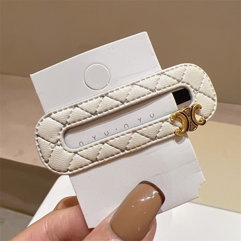 ✨台灣現貨🌿韓版小香風髮夾 PU格紋古金色標簡約時尚洋氣BB夾 網紅同款邊夾髮夾【Y4】-規格圖10